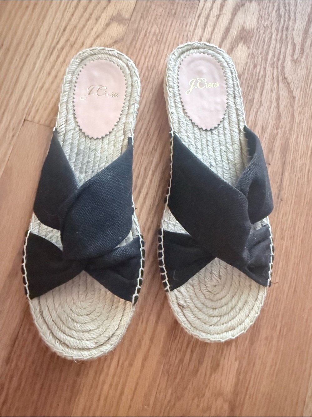 J. Crew Black Crossover Espadrille Slide Sandals